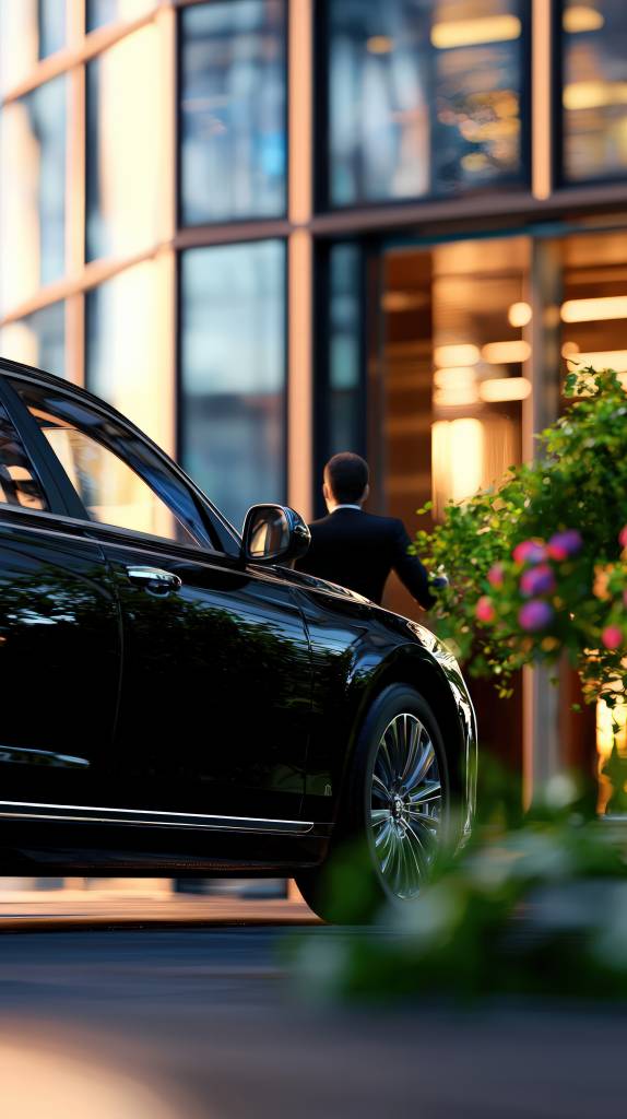 Executive Protection Consulting Spain with luxury chauffeur arrival at a premium corporate residence